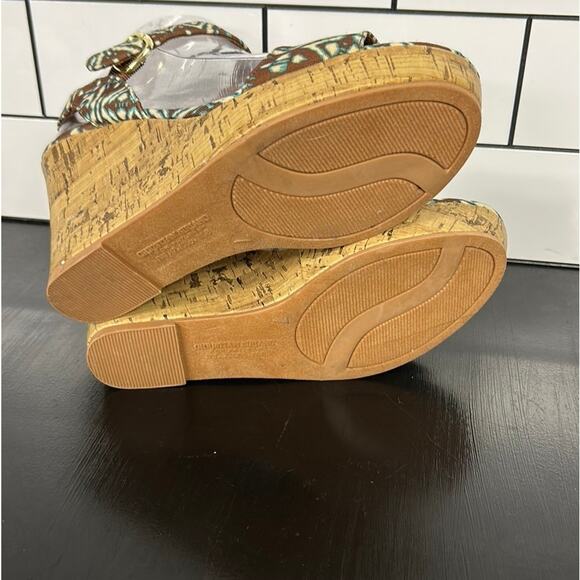 Christian Siriano Cork Platform Wedges Southwest Open Toe Size 7 - Picture 6 of 10